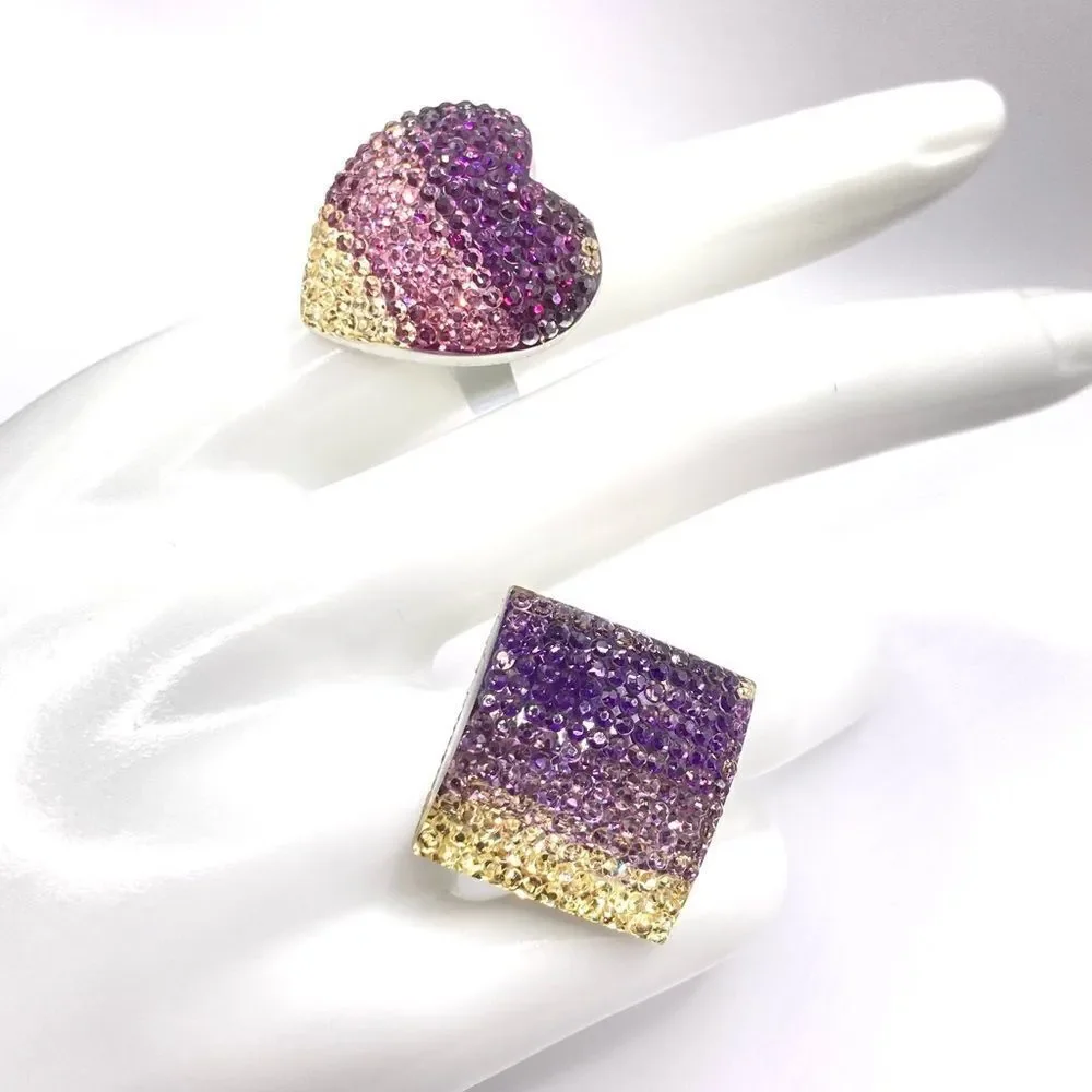Set of 2 purple ombre rings